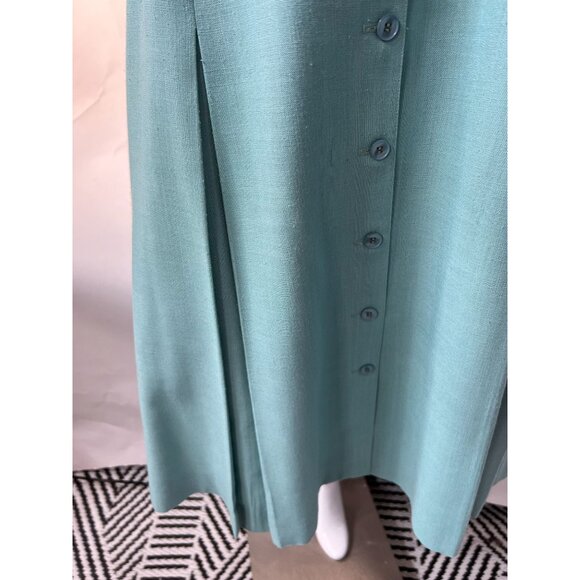 Jones New York Women's Size 14 Aqua Button-Front Pleated Midi Skirt - Picture 11 of 16